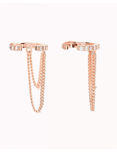 Conch Ear Cuff Ohrringe mit Zirkonia und doppelter Hängekette
