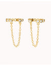 Pendientes conch ear cuff con circonitas y cadena colgante - Piercing falso