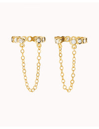 Pendientes conch ear cuff con circonitas y cadena colgante - Piercing falso