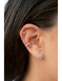 Pendientes conch ear cuff con circonitas y cadena colgante - Piercing falso