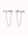 Pendientes conch ear cuff con circonitas y cadena colgante - Piercing falso