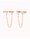 Pendientes conch ear cuff con circonitas y cadena colgante - Piercing falso