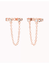 Pendientes conch ear cuff con circonitas y cadena colgante - Piercing falso