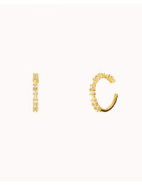Pendientes conch ear cuff con circonitas engastadas en 4 garras