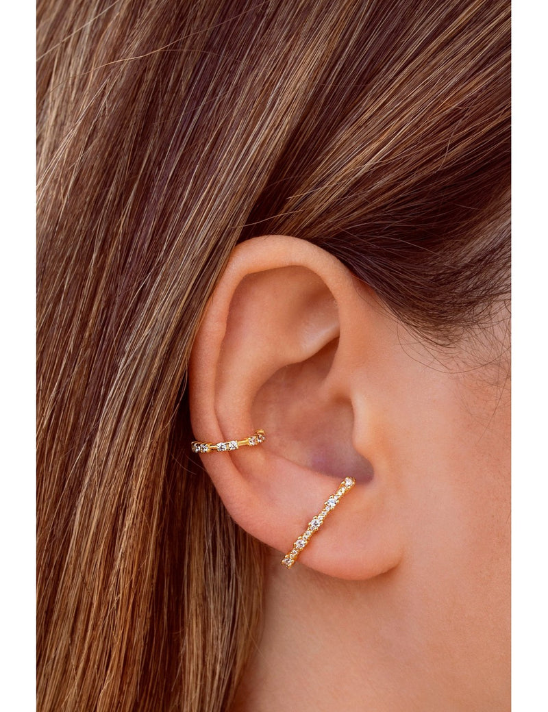 Pendientes conch ear cuff con circonitas engastadas en 4 garras