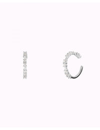 Pendientes conch ear cuff con circonitas engastadas en 4 garras
