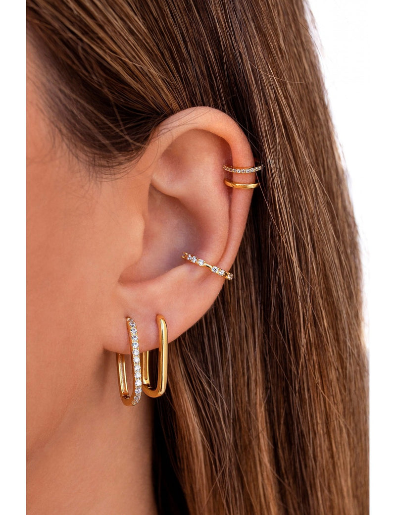 Pendientes conch ear cuff con circonitas engastadas en 4 garras