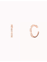 Pendientes conch ear cuff con circonitas engastadas en 4 garras