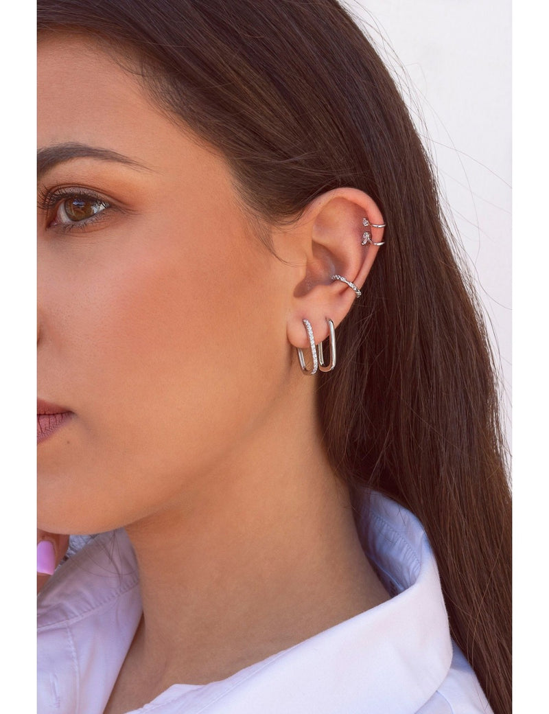 Pendientes conch ear cuff con circonitas engastadas en 4 garras