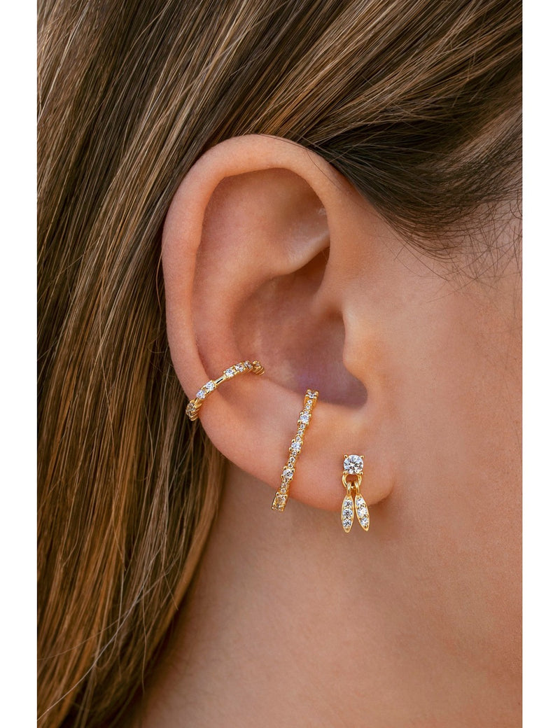 Pendientes conch ear cuff con circonitas engastadas en 4 garras