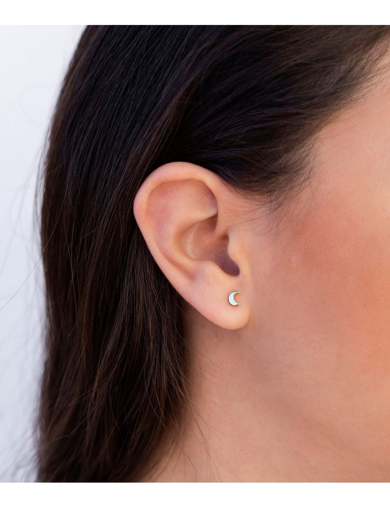 Pendientes stud en forma de luna - Tamaño mediano