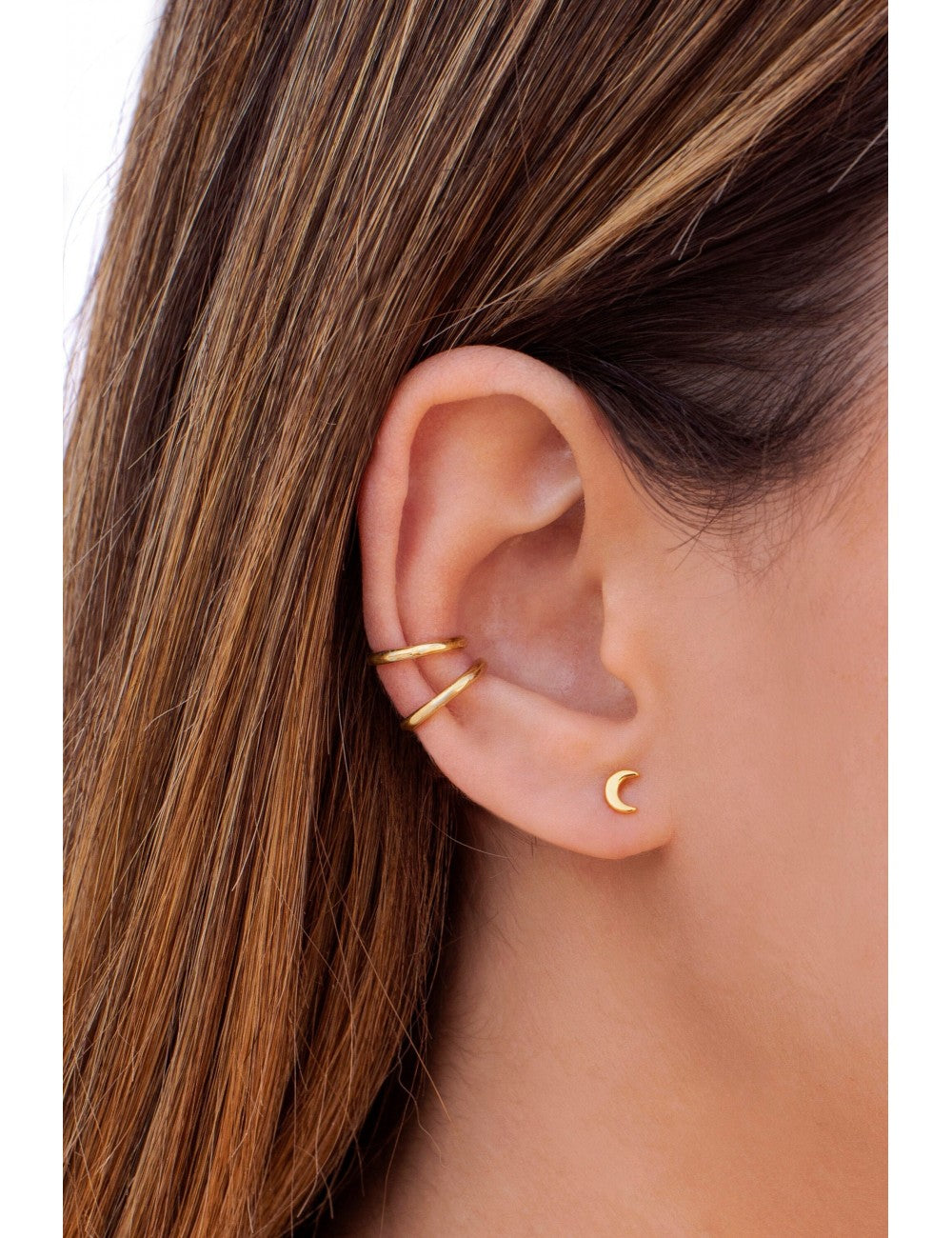 Pendientes stud en forma de luna - Tamaño mediano