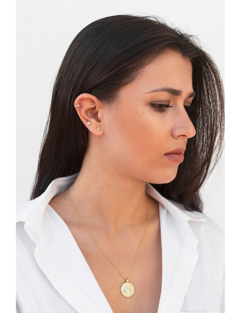 Pendientes stud en forma de luna - Tamaño mediano