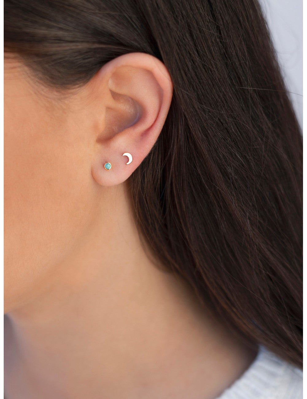 Pendientes stud en forma de luna - Tamaño mediano