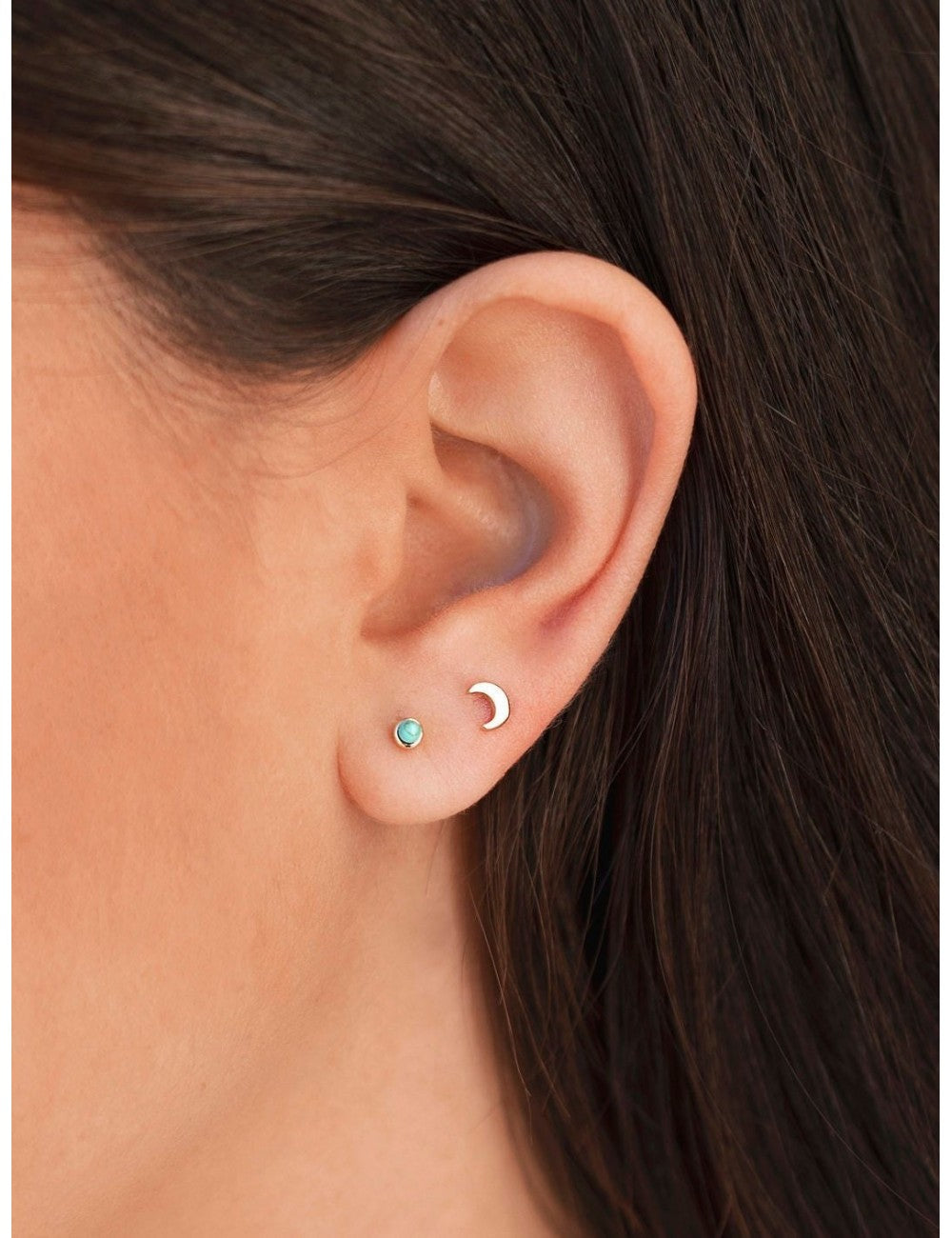 Pendientes stud en forma de luna - Tamaño mediano