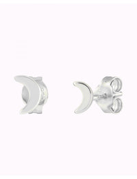 Pendientes stud en forma de luna - Tamaño mediano