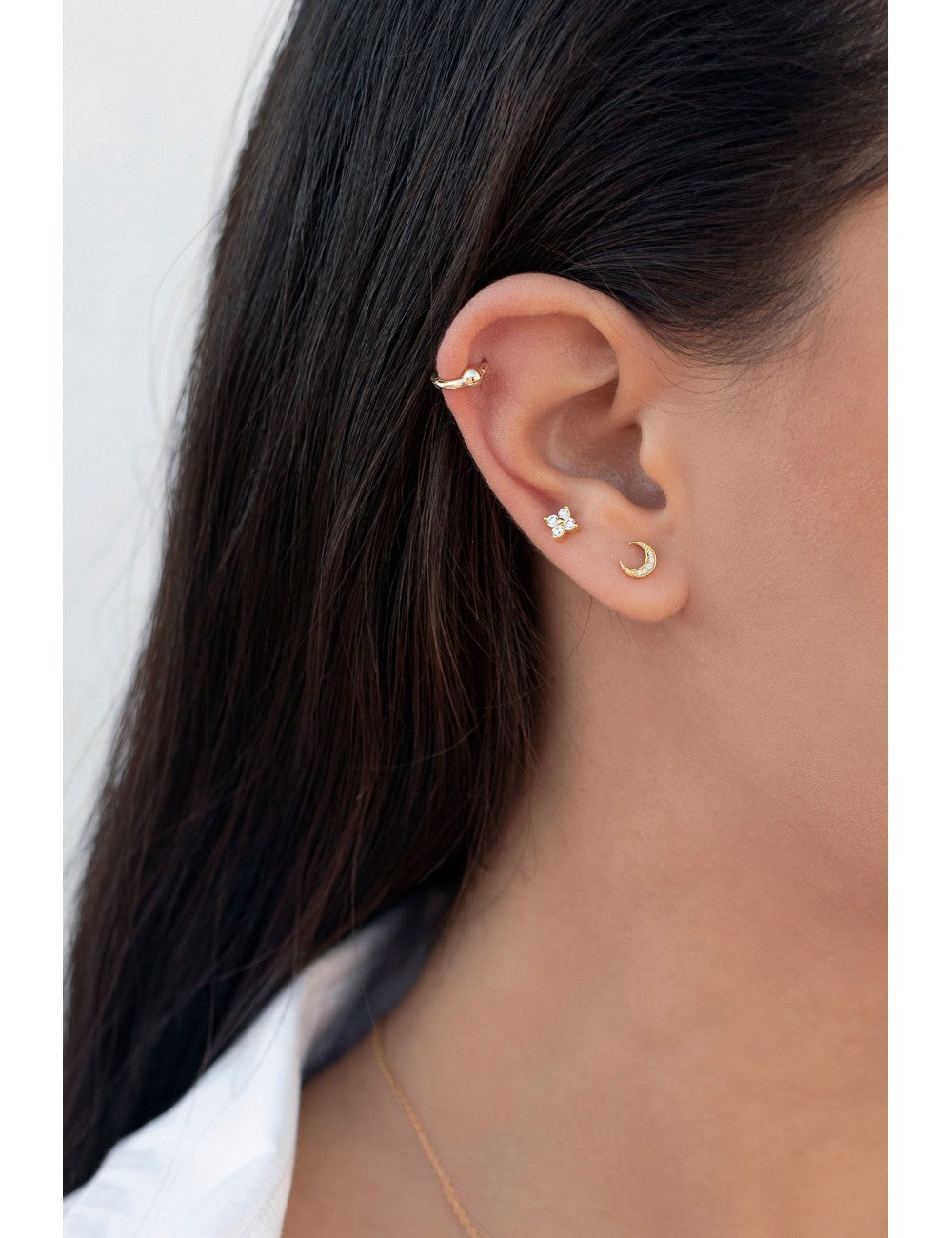 Pendientes stud en forma de luna - Tamaño mediano