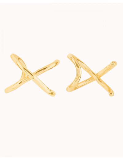 Pendientes ear cuff minimalistas en forma de cruz criss cross