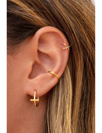 Pendientes ear cuff minimalistas en forma de cruz criss cross