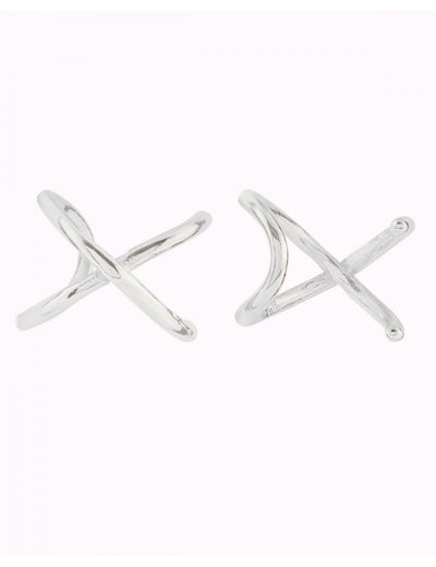Pendientes ear cuff minimalistas en forma de cruz criss cross