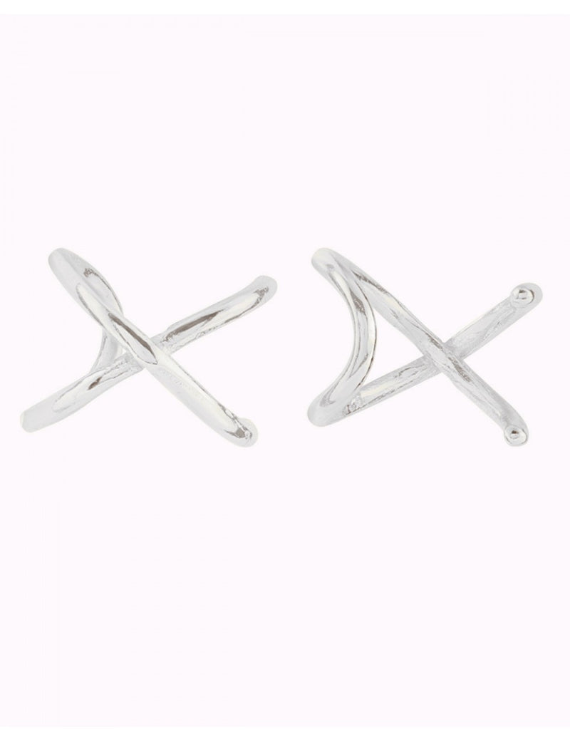 Pendientes ear cuff minimalistas en forma de cruz criss cross