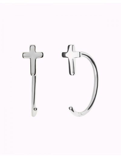Cross Open Huggie Hoop Earrings - Ear hugger