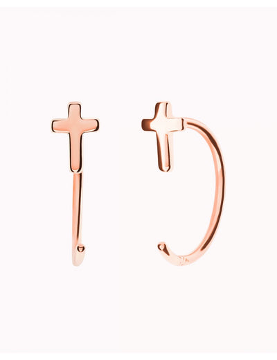 Cross Open Huggie Hoop Earrings - Ear hugger