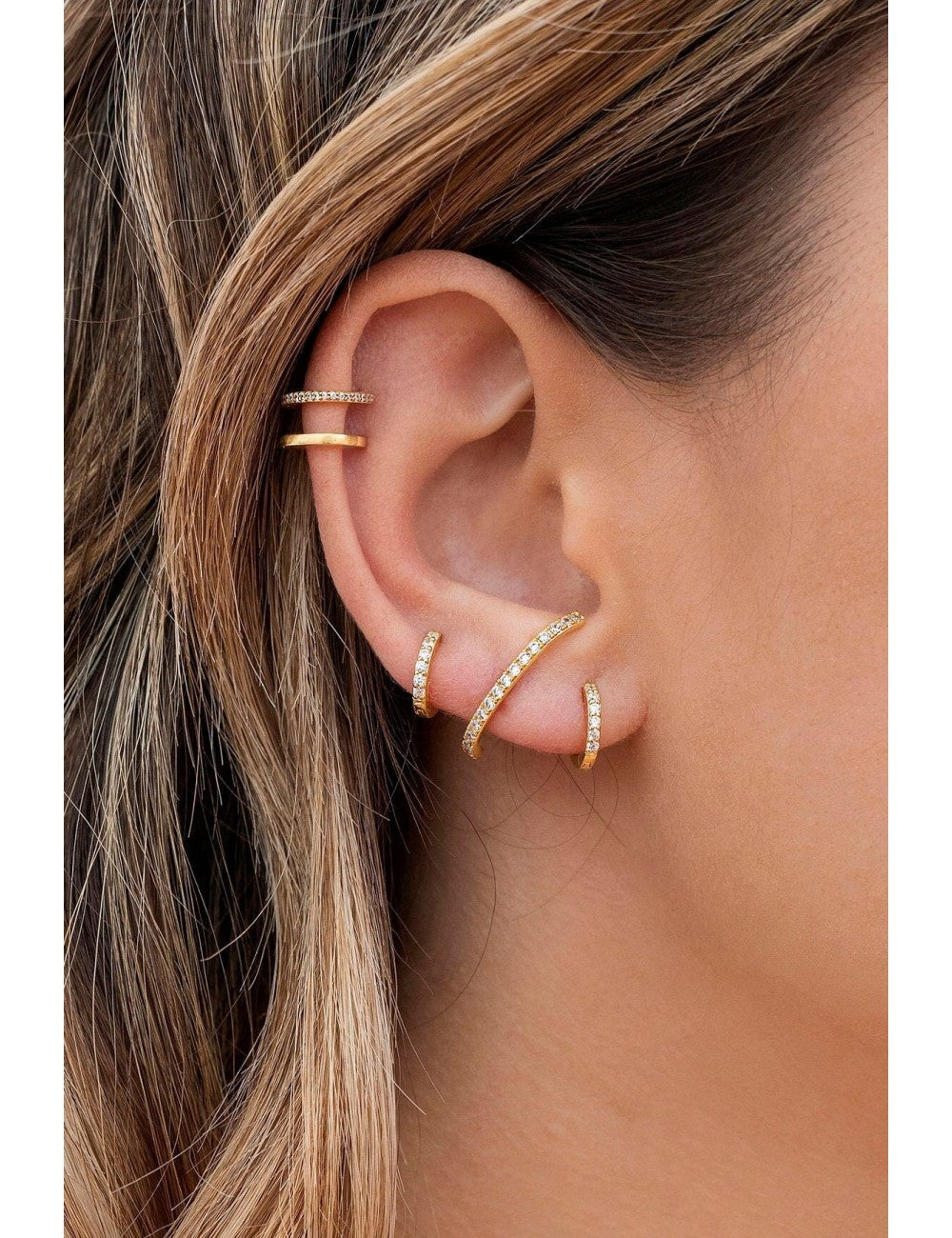 Ohrstecker Ohrläppchen Manschette mit Zirkonen