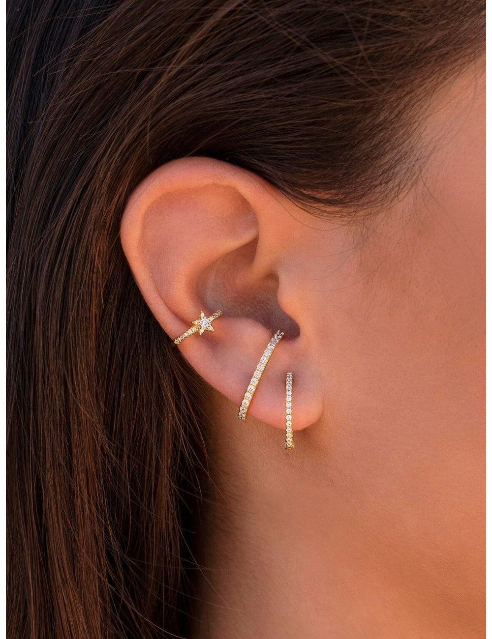 Ohrstecker Ohrläppchen Manschette mit Zirkonen