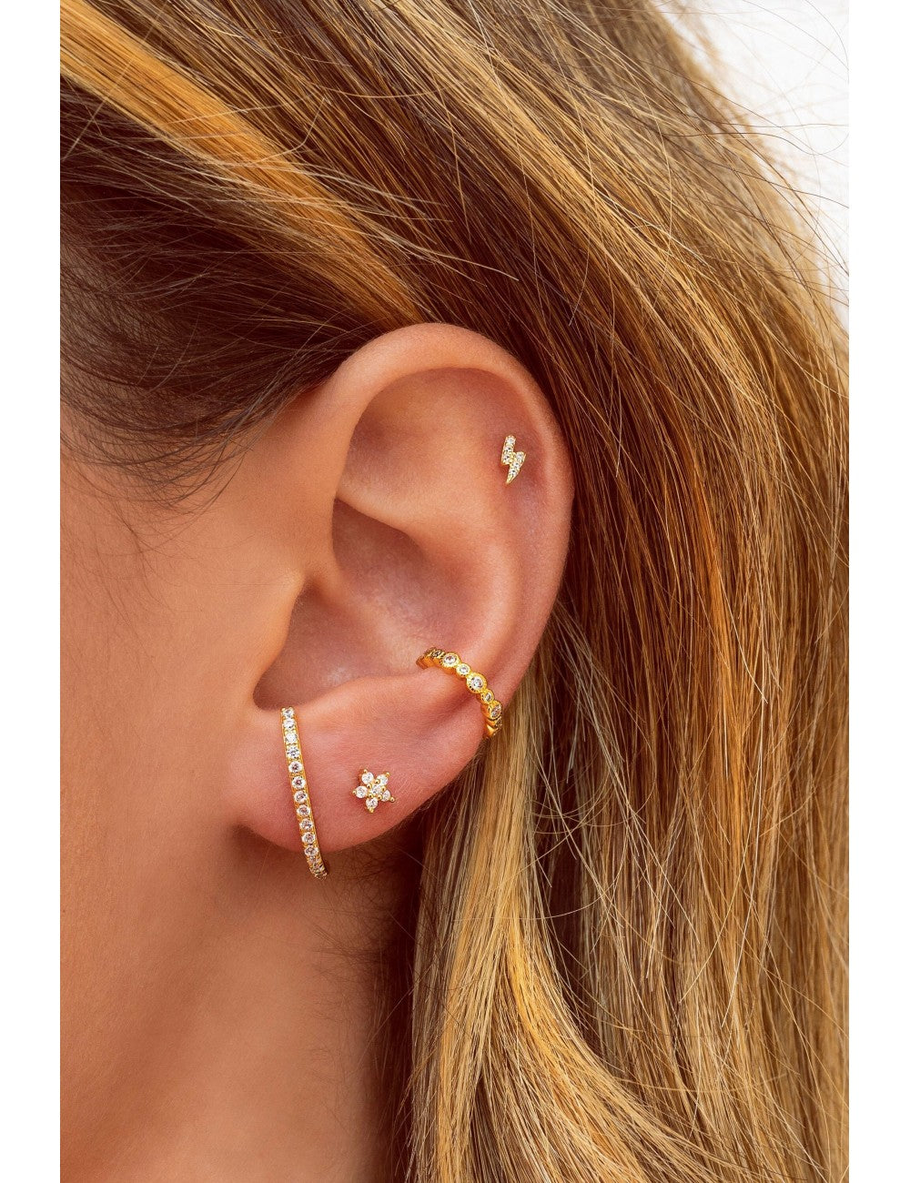 Ohrstecker Ohrläppchen Manschette mit Zirkonen