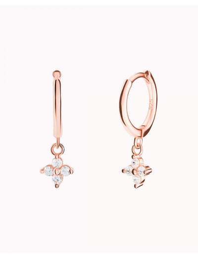 Dainty Flower Shaped Charm Huggie Hoop Earrings - Two sizes available