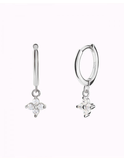 Dainty Flower Shaped Charm Huggie Hoop Earrings - Two sizes available