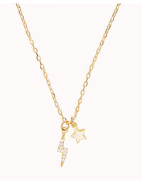 Collar con colgantes en forma de rayo con circonitas y estrella