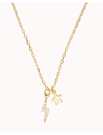 Halskette mit Blitzanhängern mit Zirkonen und Stern