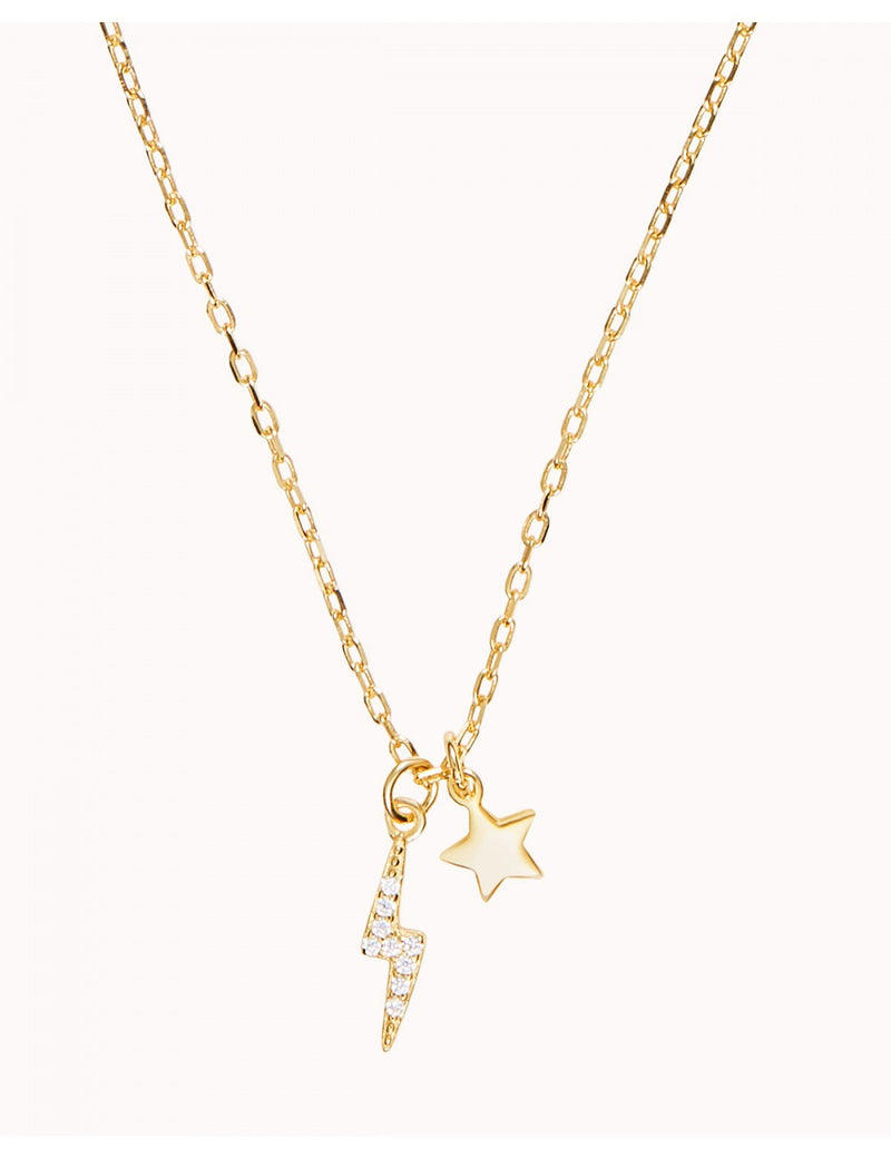 Collar con colgantes en forma de rayo con circonitas y estrella