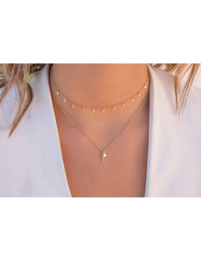 Collar con colgantes en forma de rayo con circonitas y estrella
