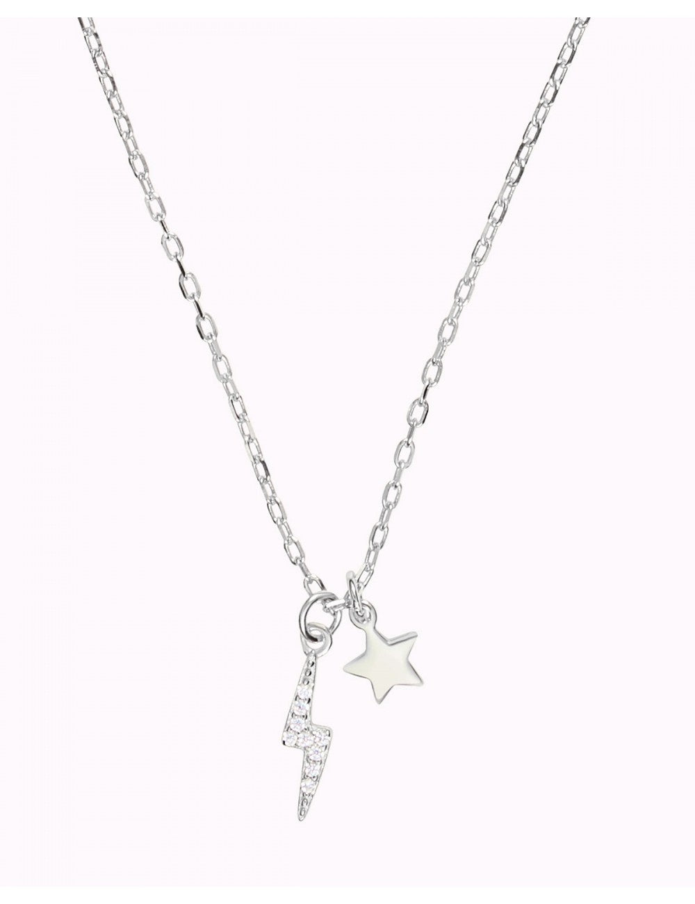 Collar con colgantes en forma de rayo con circonitas y estrella