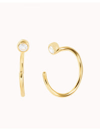 Pendientes de aro abierto con circonitas - Disponible en blanco o negro