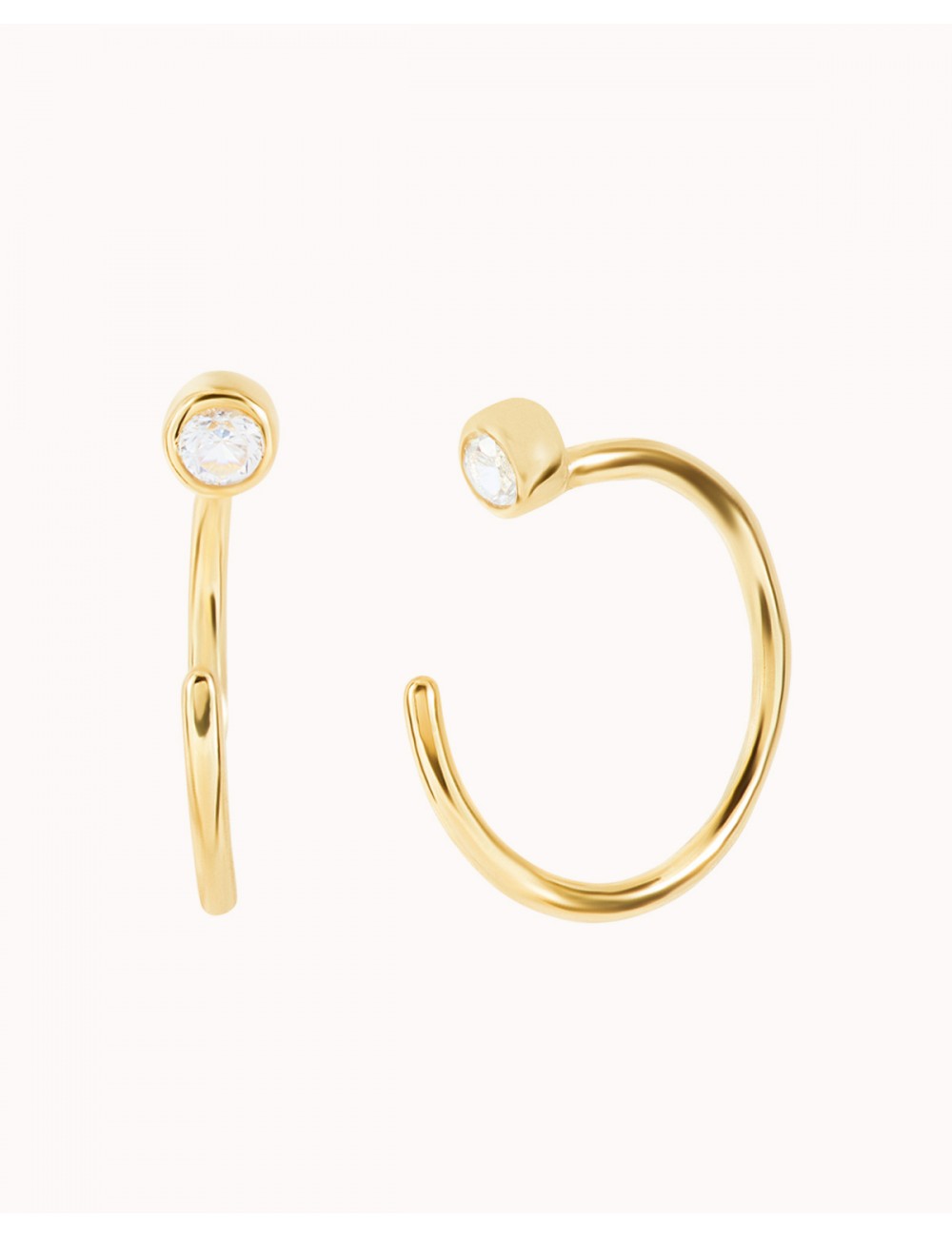 Pendientes de aro abierto con circonitas - Disponible en blanco o negro