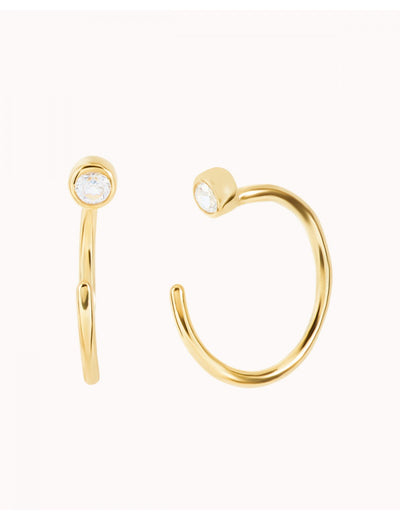 Tiny CZ Open Huggie Hoop Earrings - Ear hugger, Available in Black and White