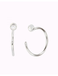 Pendientes de aro abierto con circonitas - Disponible en blanco o negro