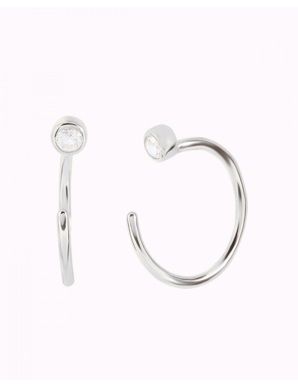 Pendientes de aro abierto con circonitas - Disponible en blanco o negro