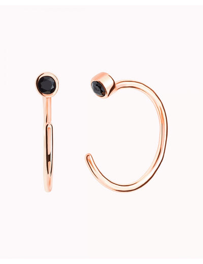 Tiny CZ Open Huggie Hoop Earrings - Ear hugger, Available in Black and White