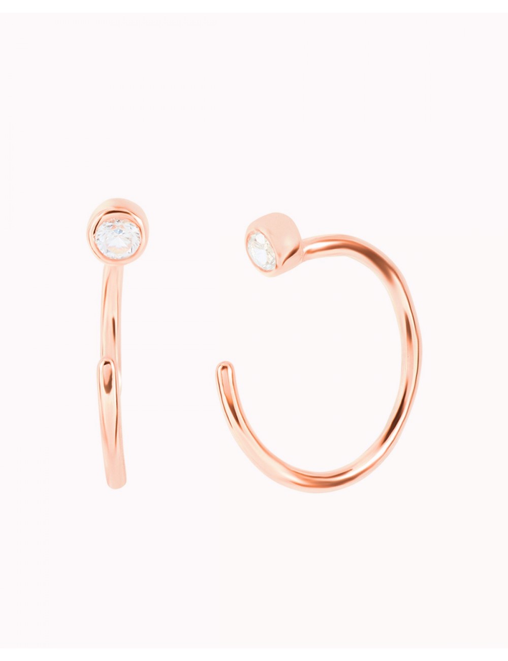 Pendientes de aro abierto con circonitas - Disponible en blanco o negro