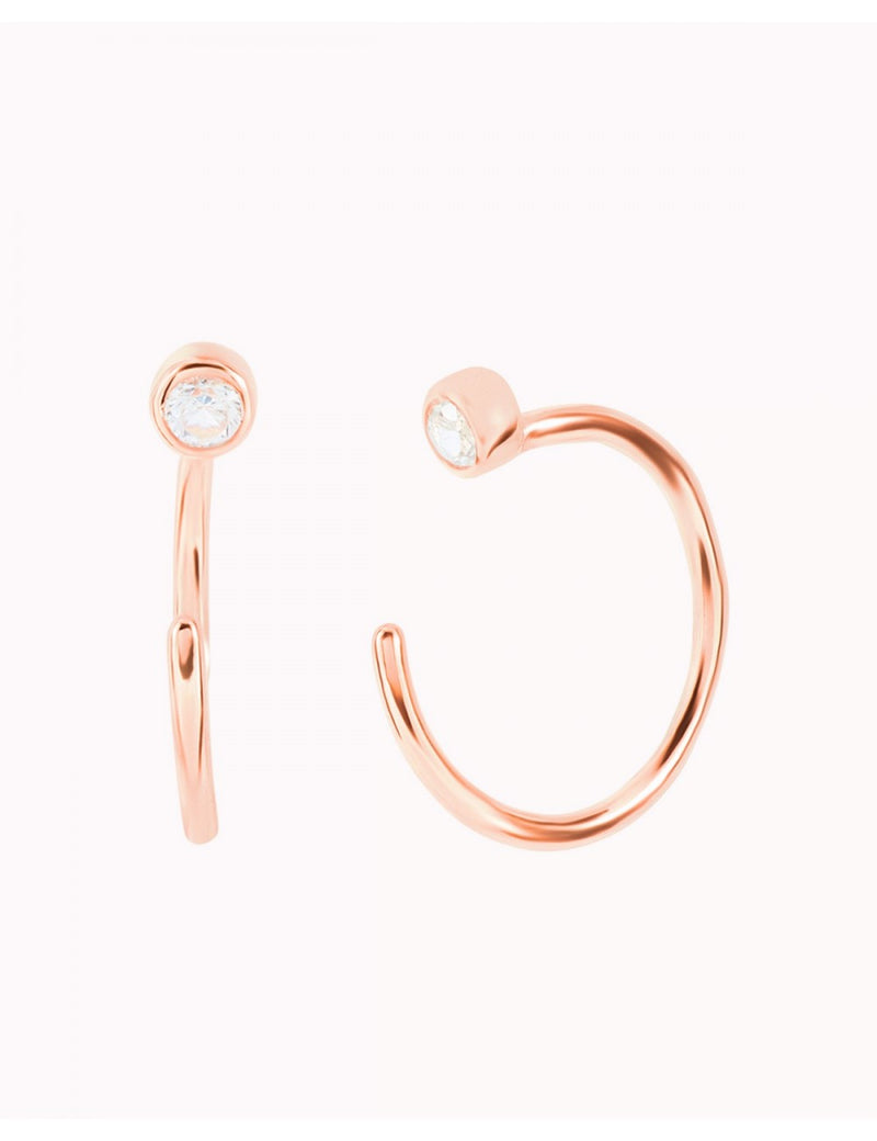 Pendientes de aro abierto con circonitas - Disponible en blanco o negro