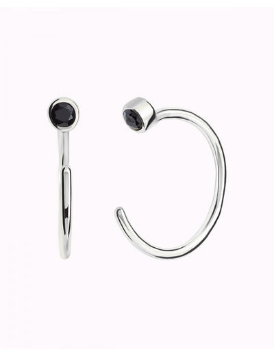 Tiny CZ Open Huggie Hoop Earrings - Ear hugger, Available in Black and White