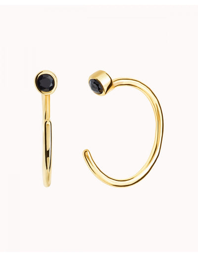 Tiny CZ Open Huggie Hoop Earrings - Ear hugger, Available in Black and White