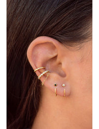 Pendientes de aro abierto con circonitas - Disponible en blanco o negro