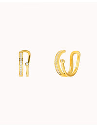 Pendientes conch ear cuff de doble banda con circonitas