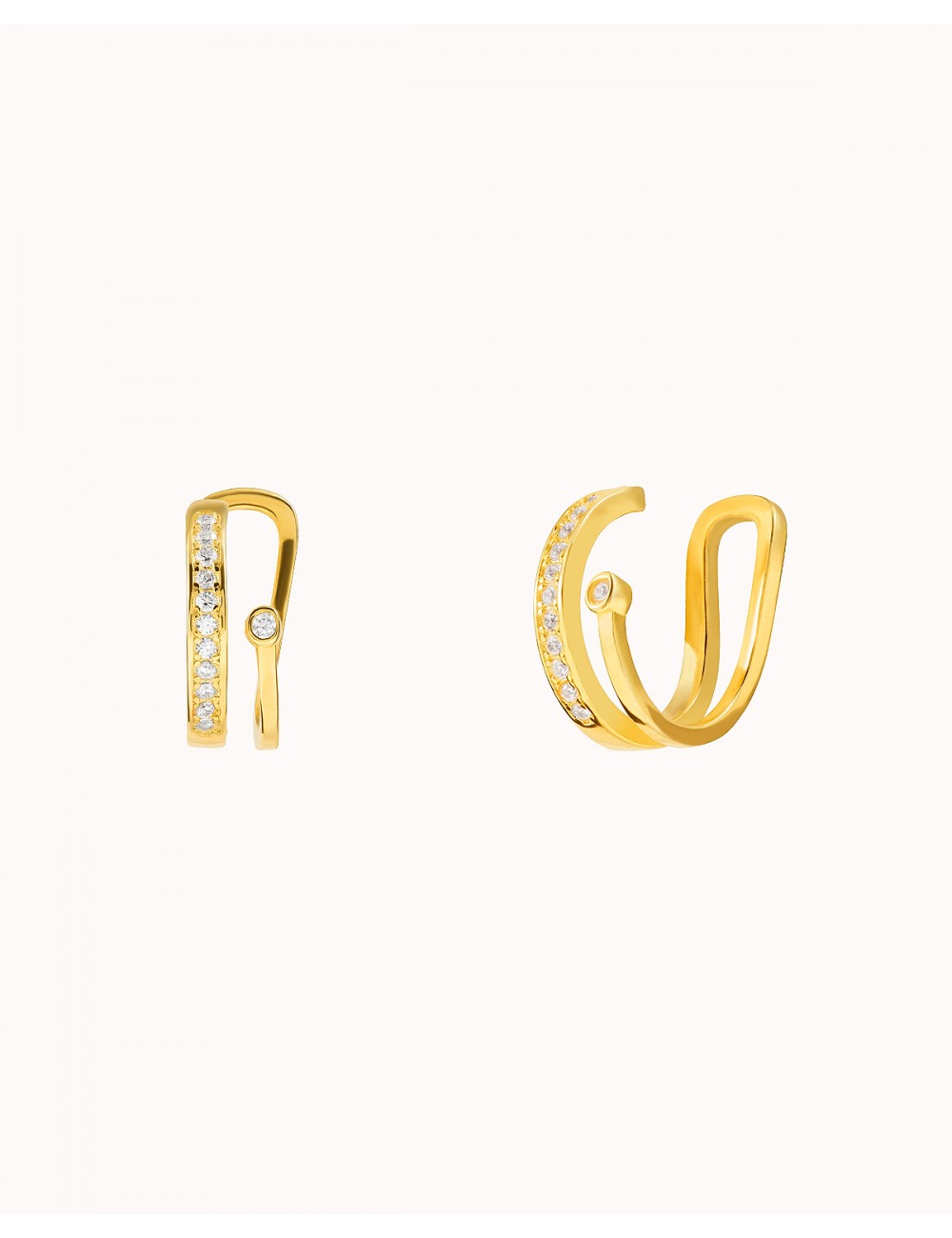 Pendientes conch ear cuff de doble banda con circonitas